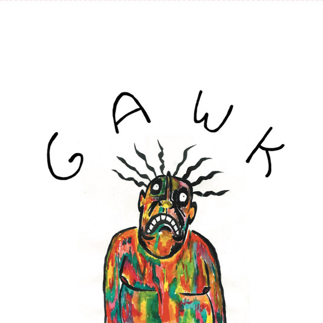 Album Cover: A creepy-looking but very colorful illustrated man, with frazzled hair and a big frown, on a plain background